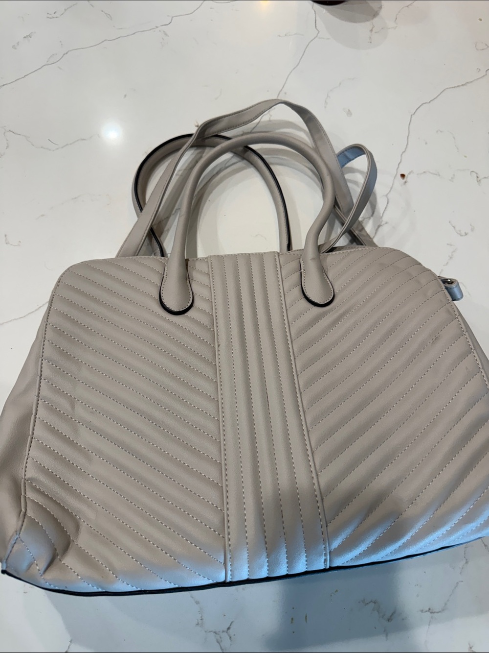 a new day Quilted Chevron Tote in Light Gray